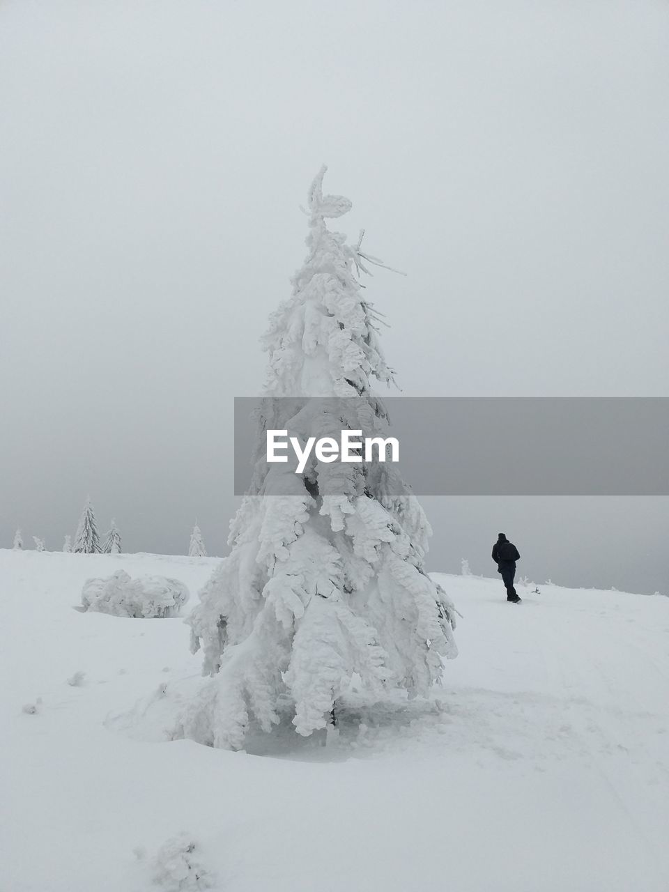 SNOW COVERED LAND ON FIELD AGAINST SKY