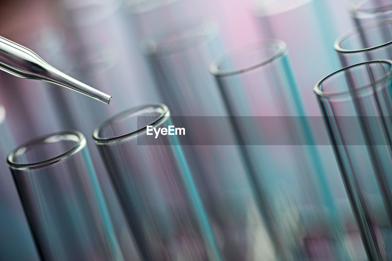 Close-up of test tubes at laboratory