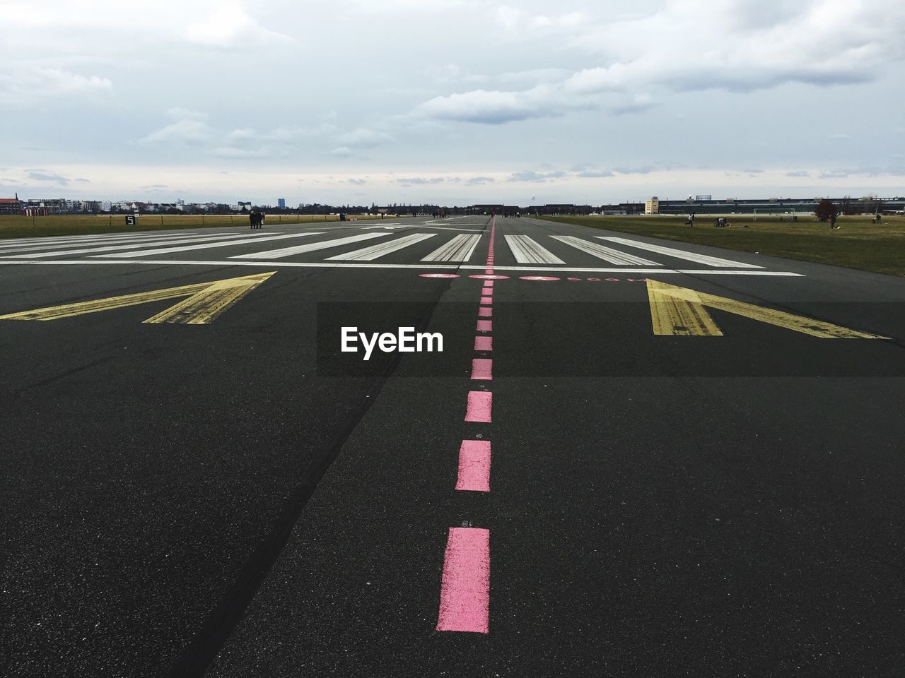 Pink strip on runway