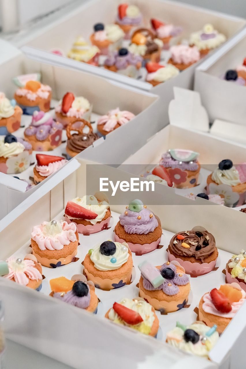 High angle view of cake on table