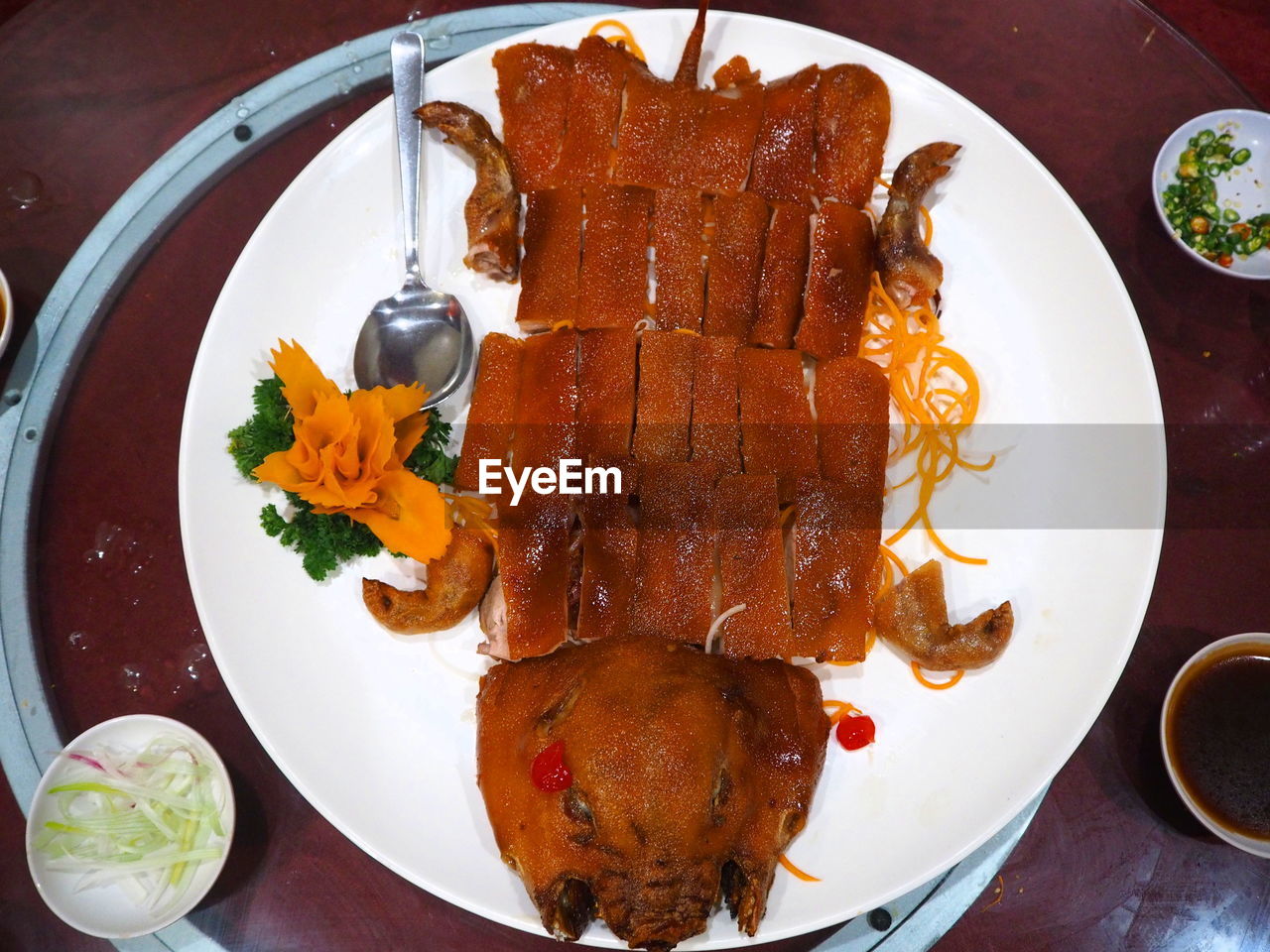 High angle view of food on table