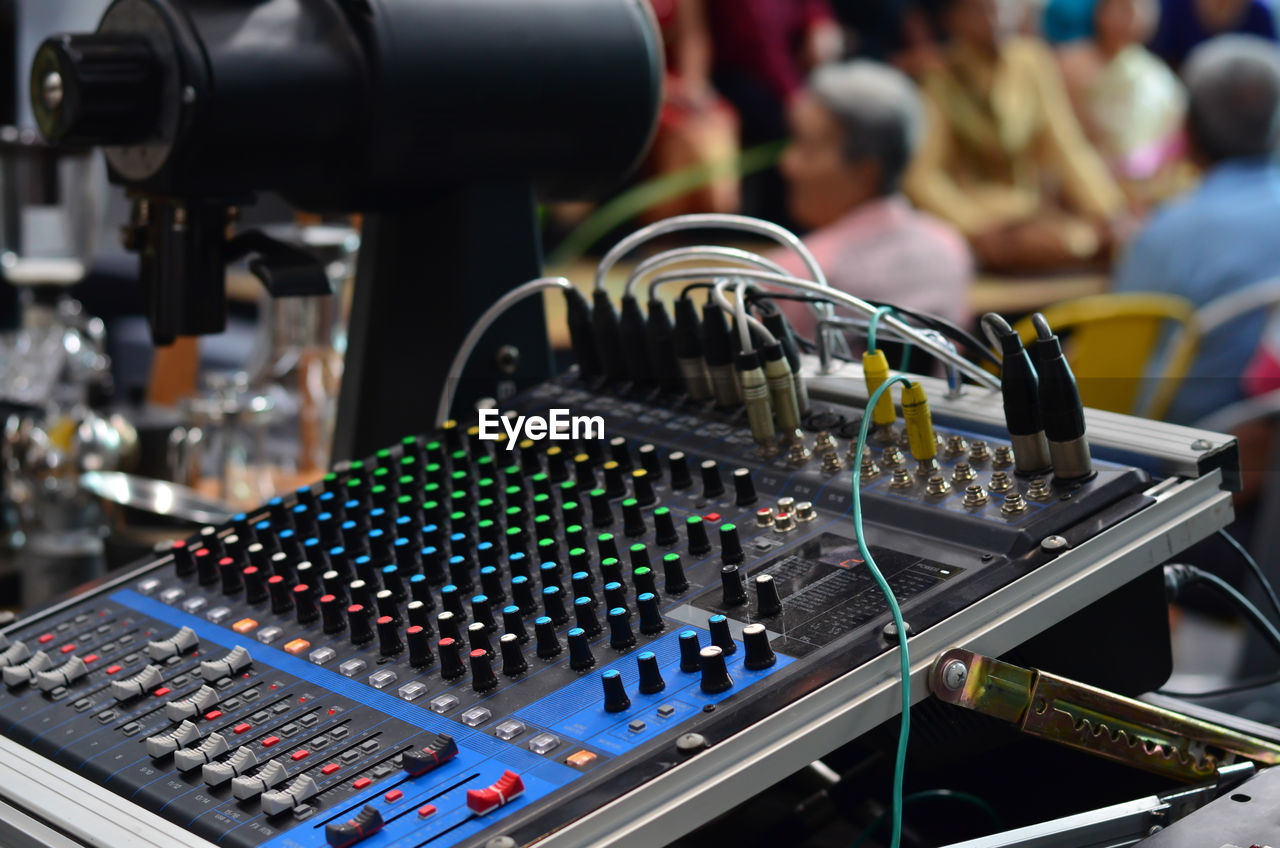 Close-up of sound mixer