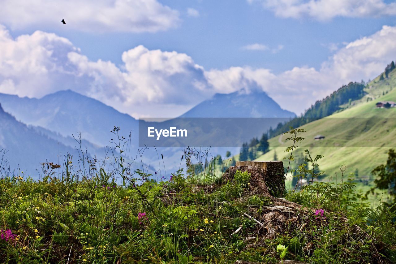 Scenic view of mountains against sky