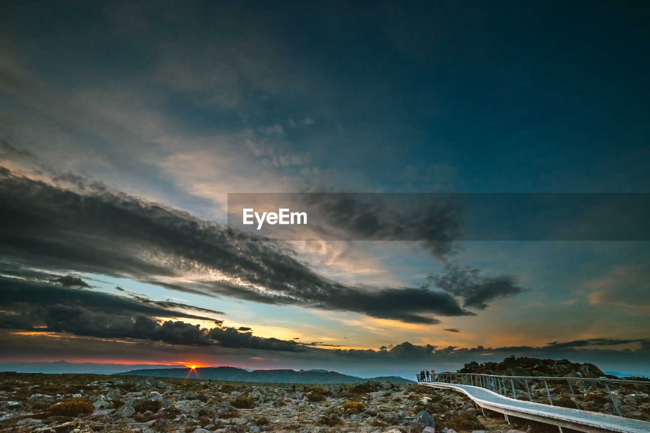 Scenic view of landscape against sky during sunset