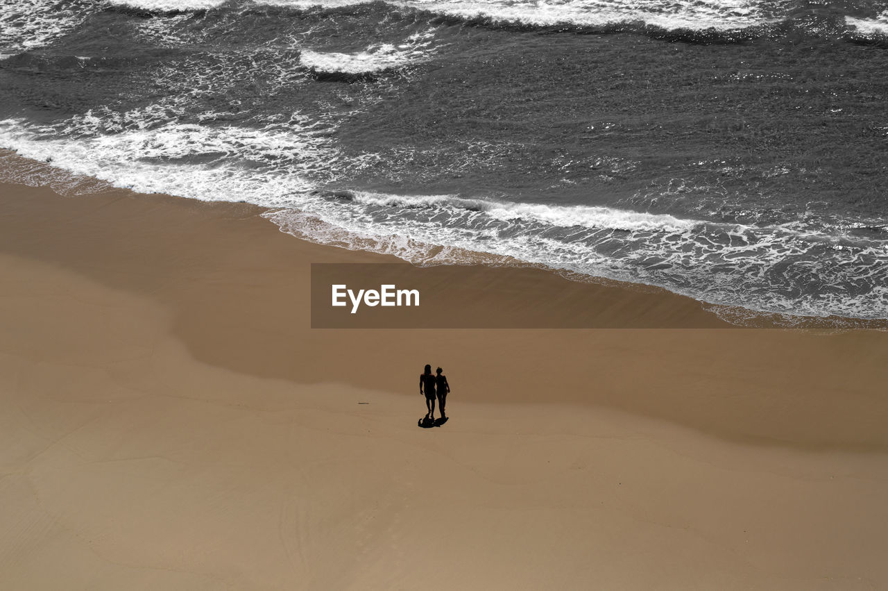 High angle view of people at beach