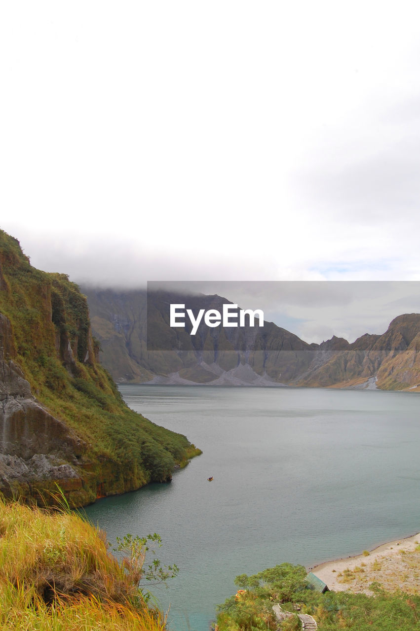 SCENIC VIEW OF LAKE BY MOUNTAINS AGAINST SKY