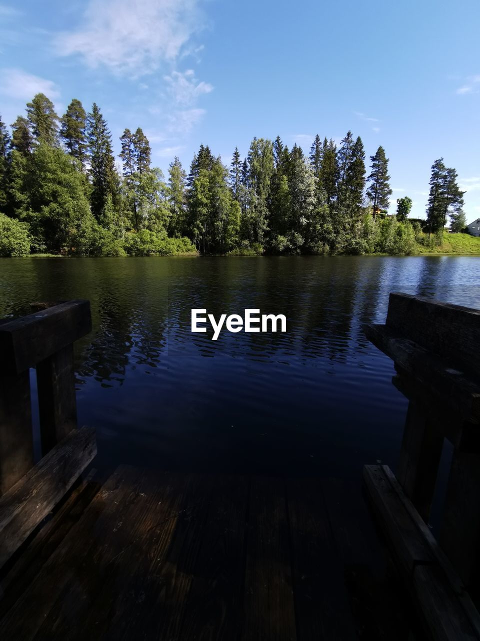 SCENIC VIEW OF LAKE BY TREES AGAINST SKY