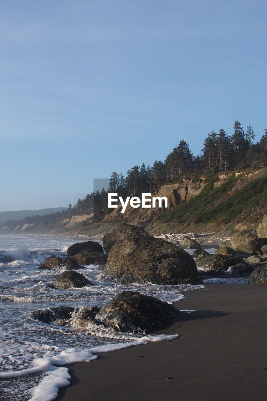 Scenic view of sea against clear sky