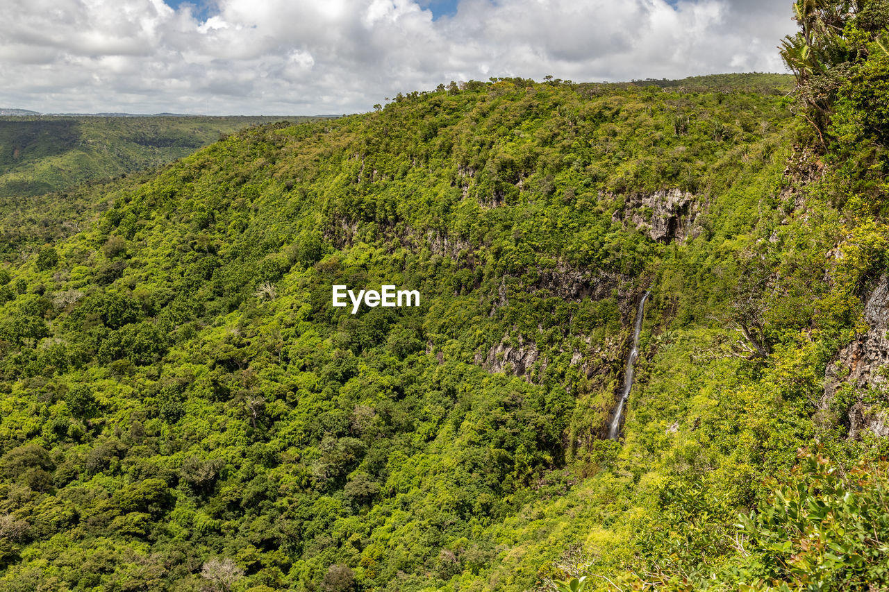 Panoramic overview on the wonderful landscape near chamarel on mauritius island, indian ocean