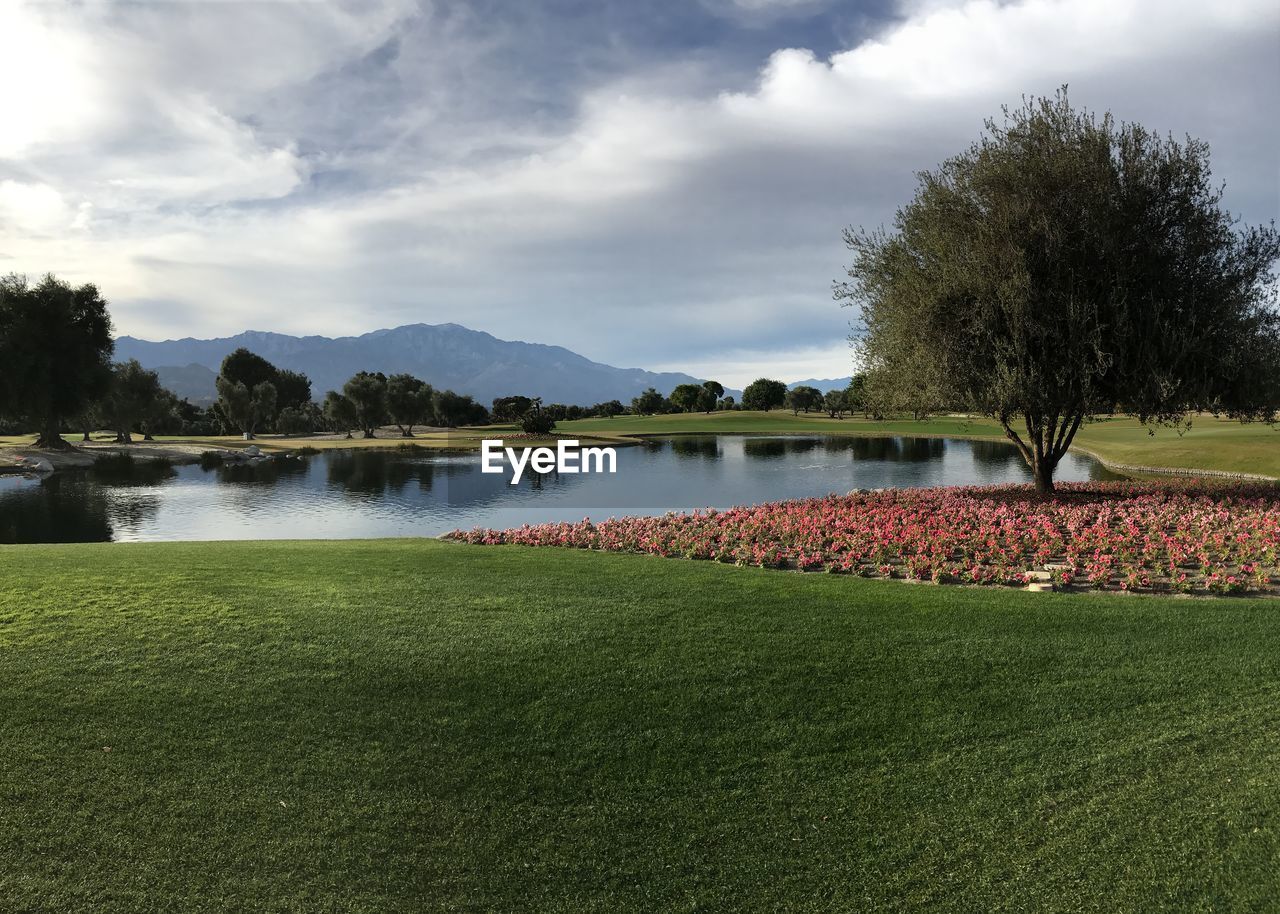 Scenic view of lake against sky