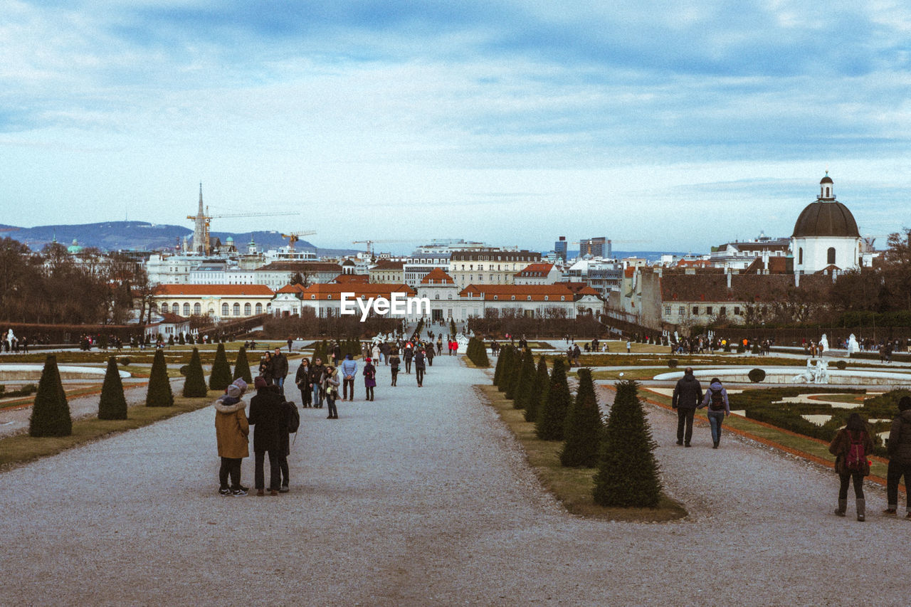 Group of people in front of castle in vienna
