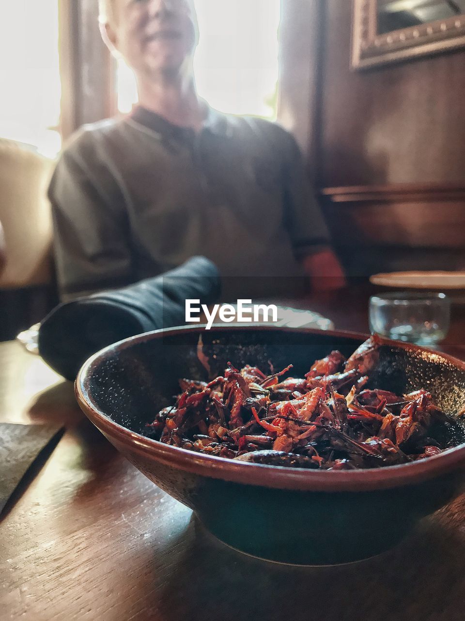 Close-up of seafood in bowl on table