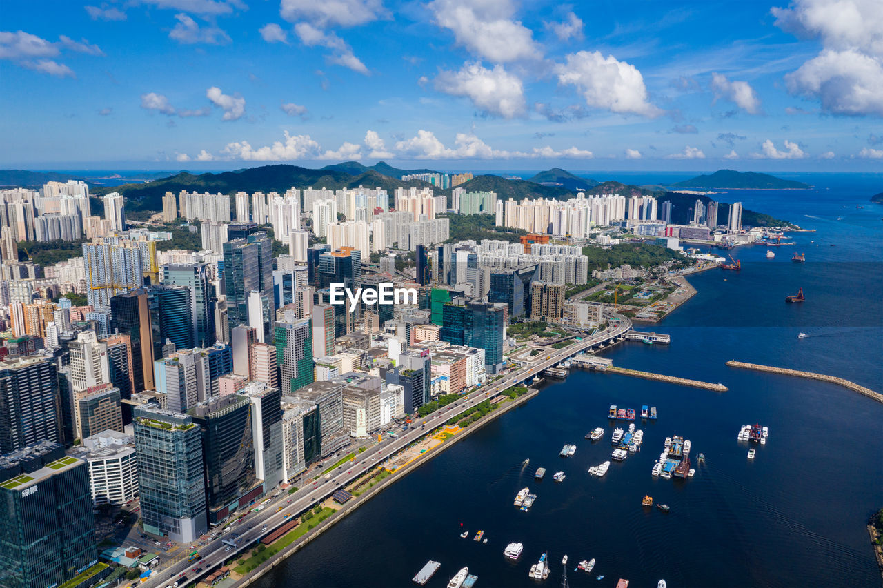 Aerial view of buildings in city