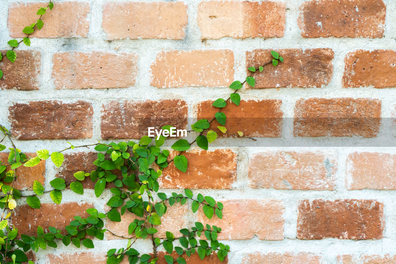 FULL FRAME SHOT OF BRICK WALL WITH STONE