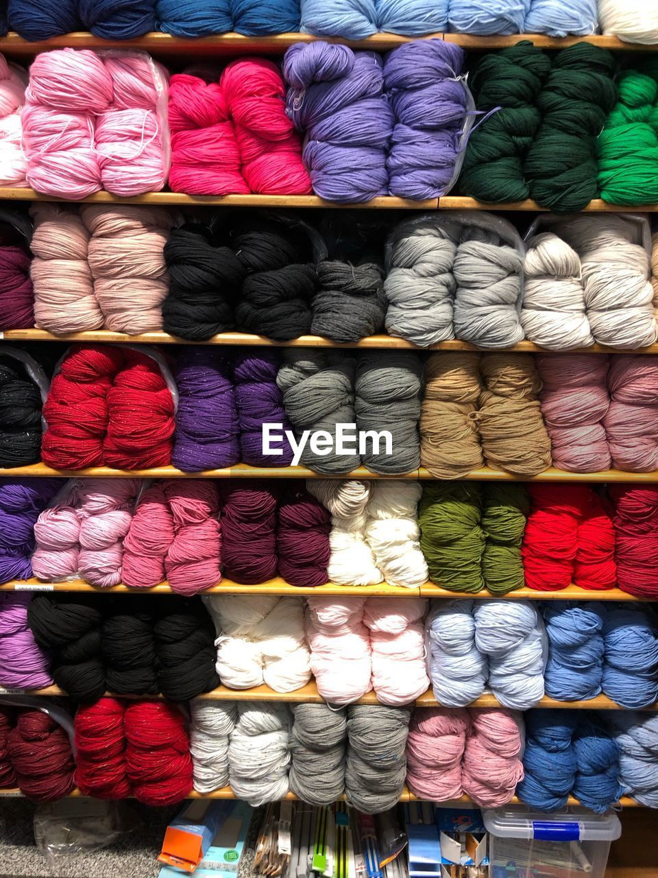 Multi colored wool for sale in store