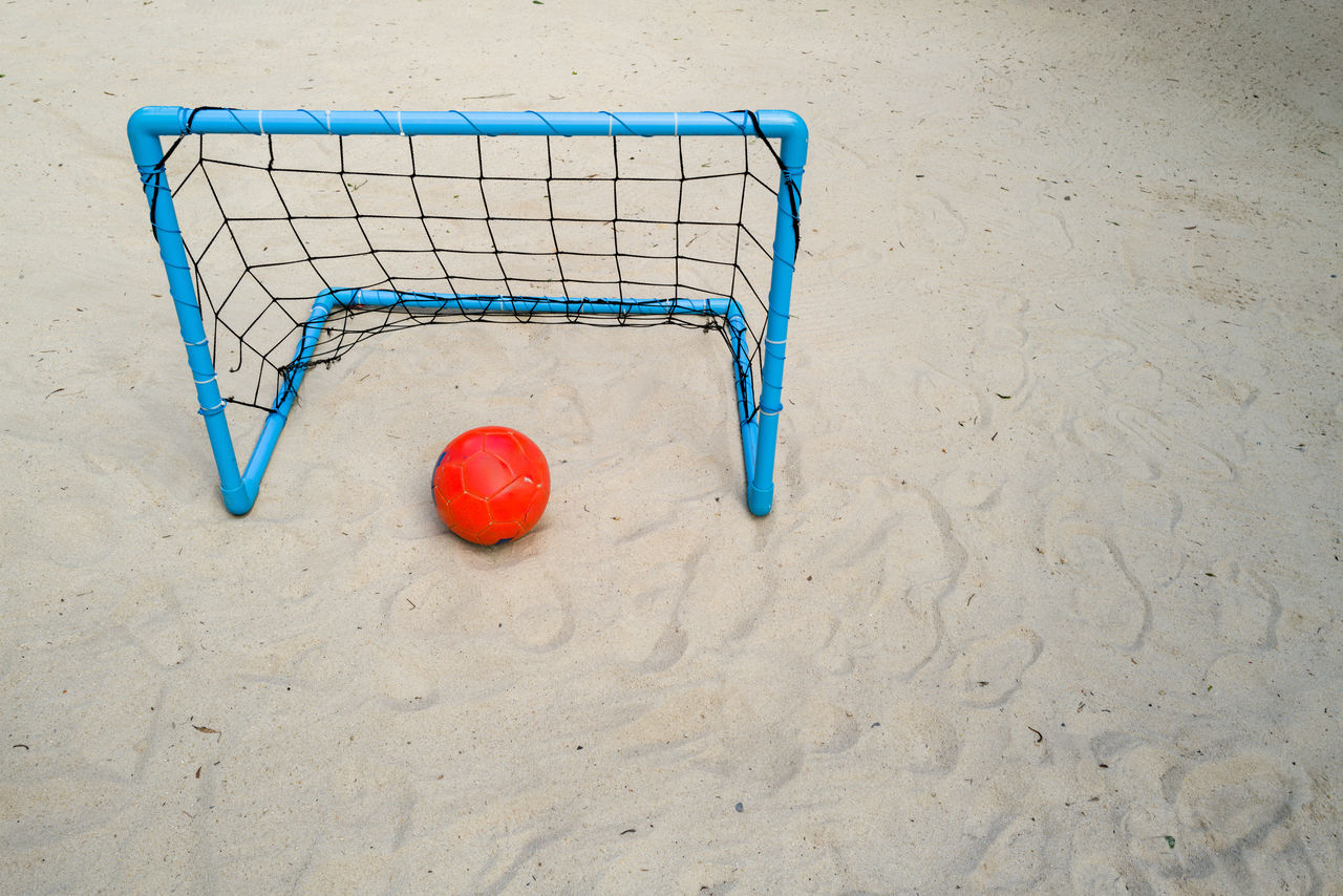 blue, red, shopping cart, land, sand, furniture, no people, beach, absence, day, nature, outdoors, high angle view, shopping