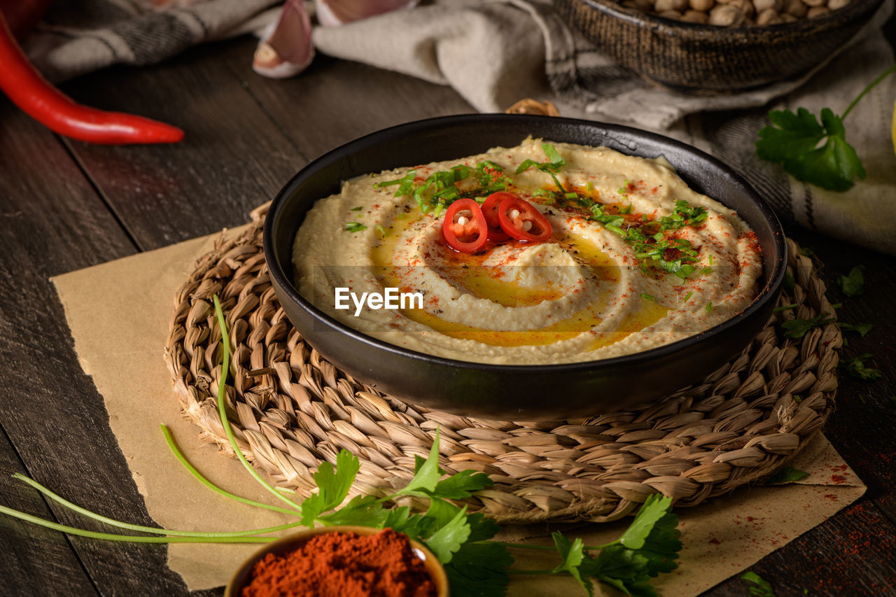 high angle view of food on table