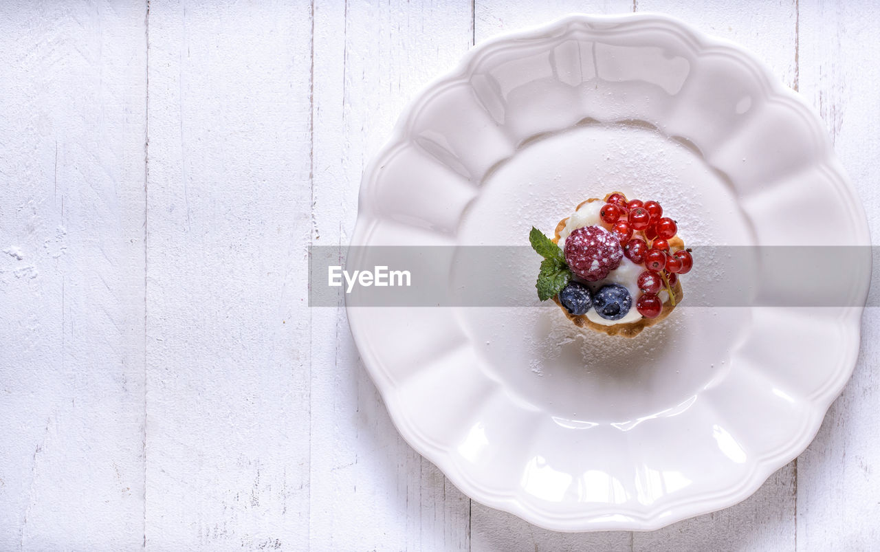 directly above shot of food in plate on table