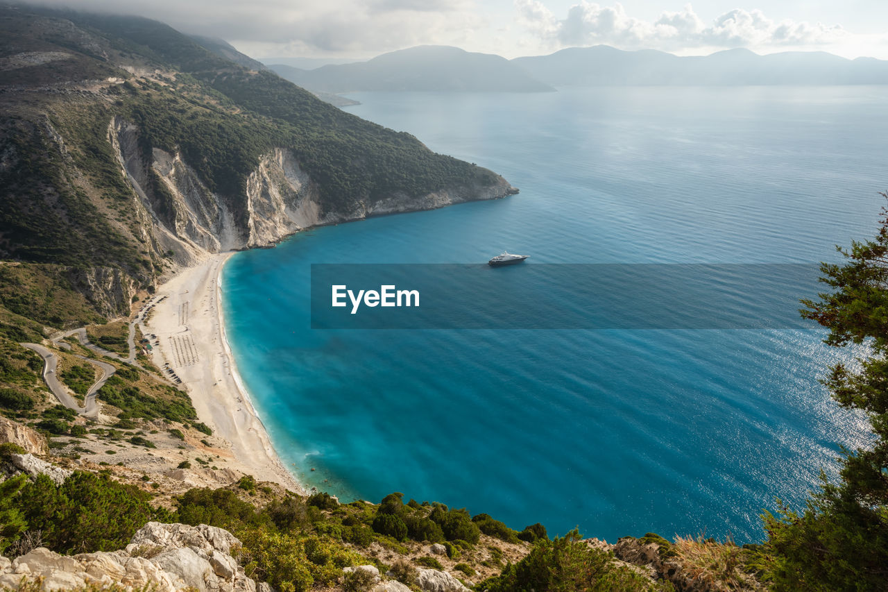 SCENIC VIEW OF SEA AND MOUNTAINS