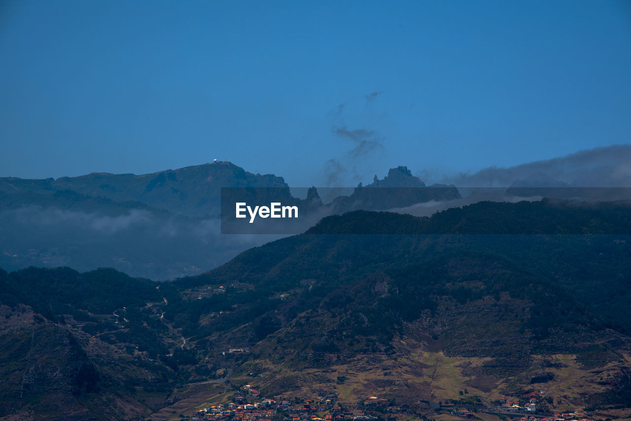 View of pico ruivo the highest mountain on the ponta peninsula of sao lorenco in madeira portugal