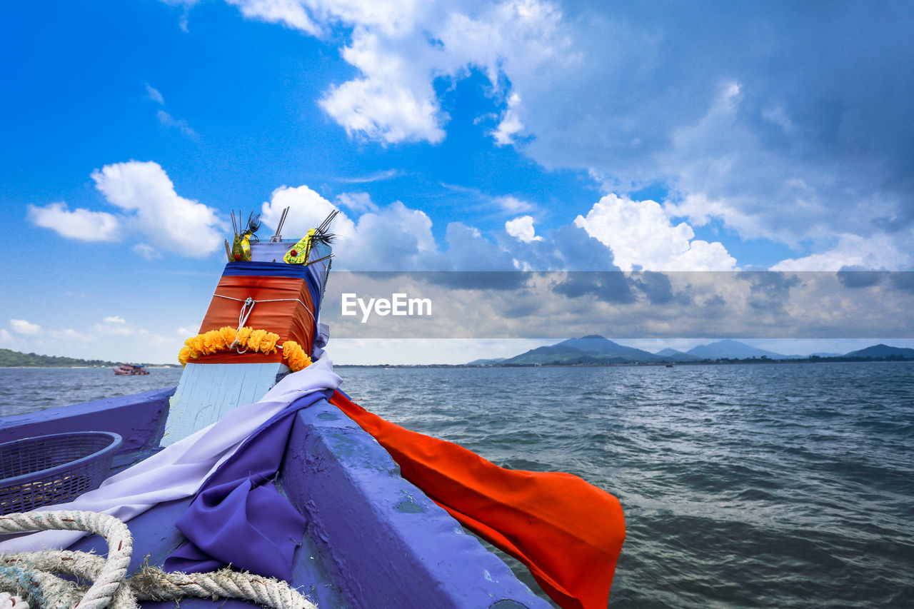 Scenic view of sea against blue sky