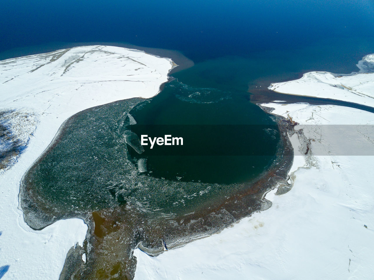 AERIAL VIEW OF SEA BY ICE