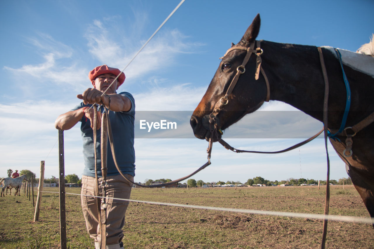 Portrait of peasant in south american field