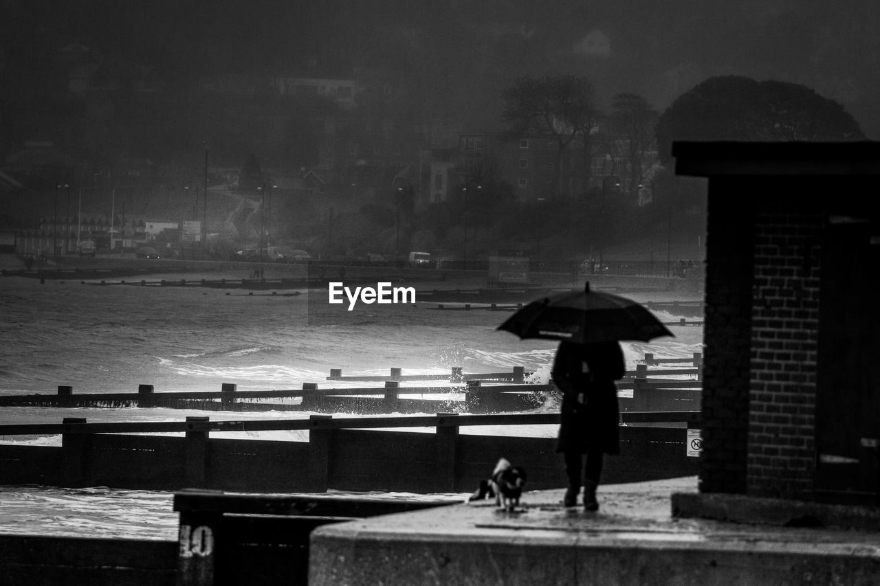 MAN WITH UMBRELLA ON RAINY DAY