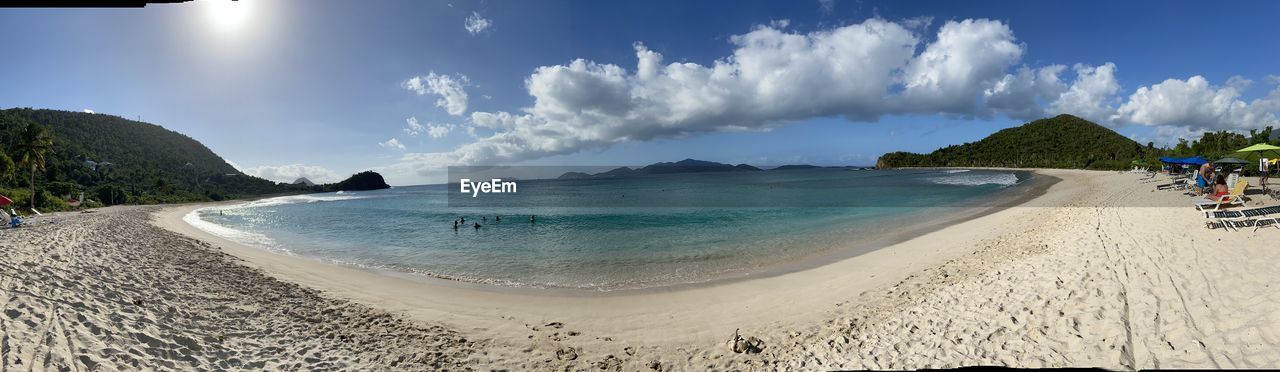 PANORAMIC VIEW OF BEACH AND SEA AGAINST SKY