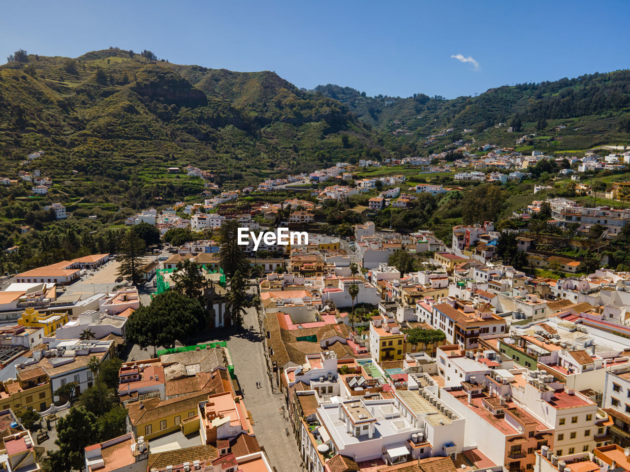 Aerial view on teror in gran canaria