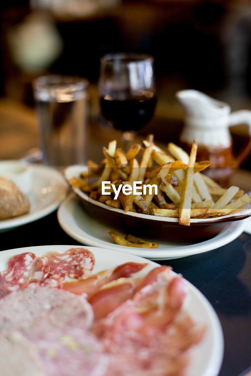 Close-up of food in plate on table