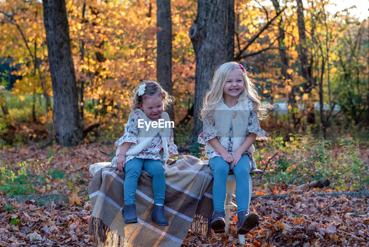 Women in forest during autumn