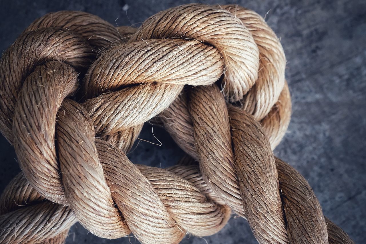 Close-up of rope tied up