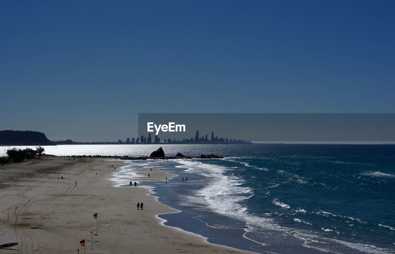 Scenic view of sea against clear sky