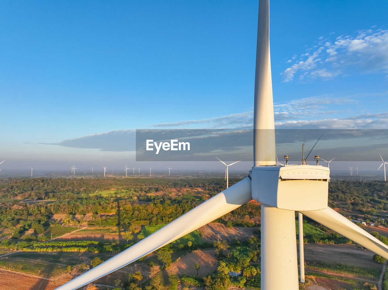 Landscape of wind farm. wind energy. wind power. sustainable, renewable energy. wind turbines