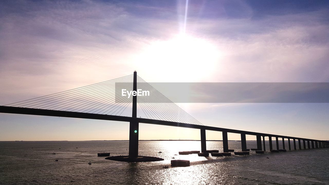 VIEW OF SUSPENSION BRIDGE IN SEA