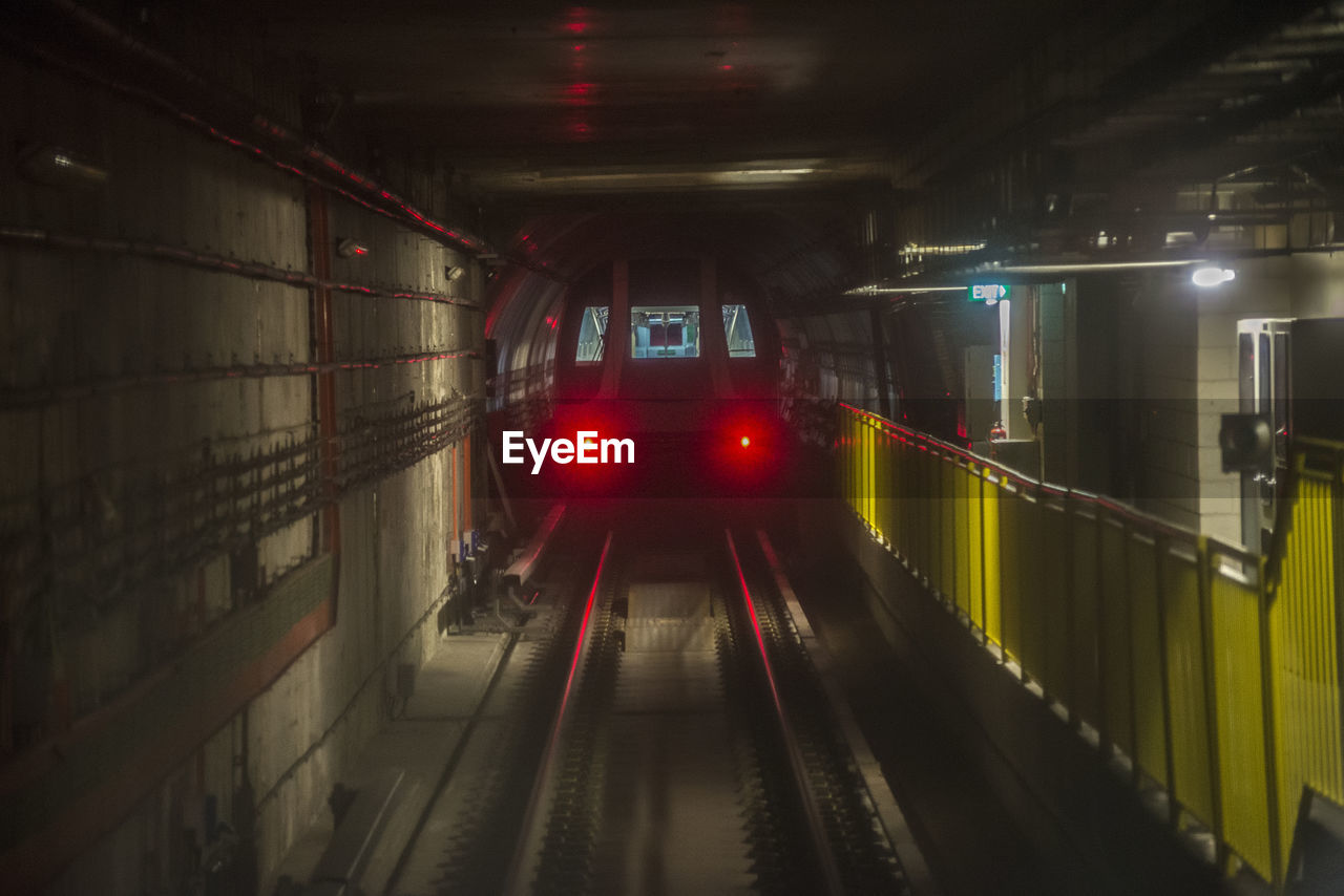 Subway train in tunnel