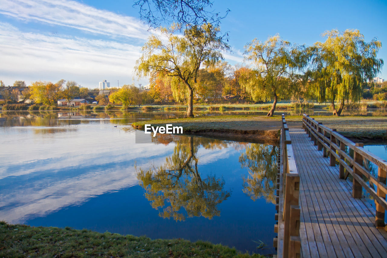 Scenic view of lake against sky