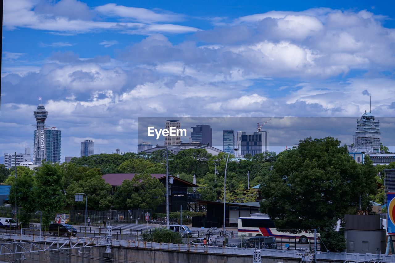 Modern buildings against sky in city