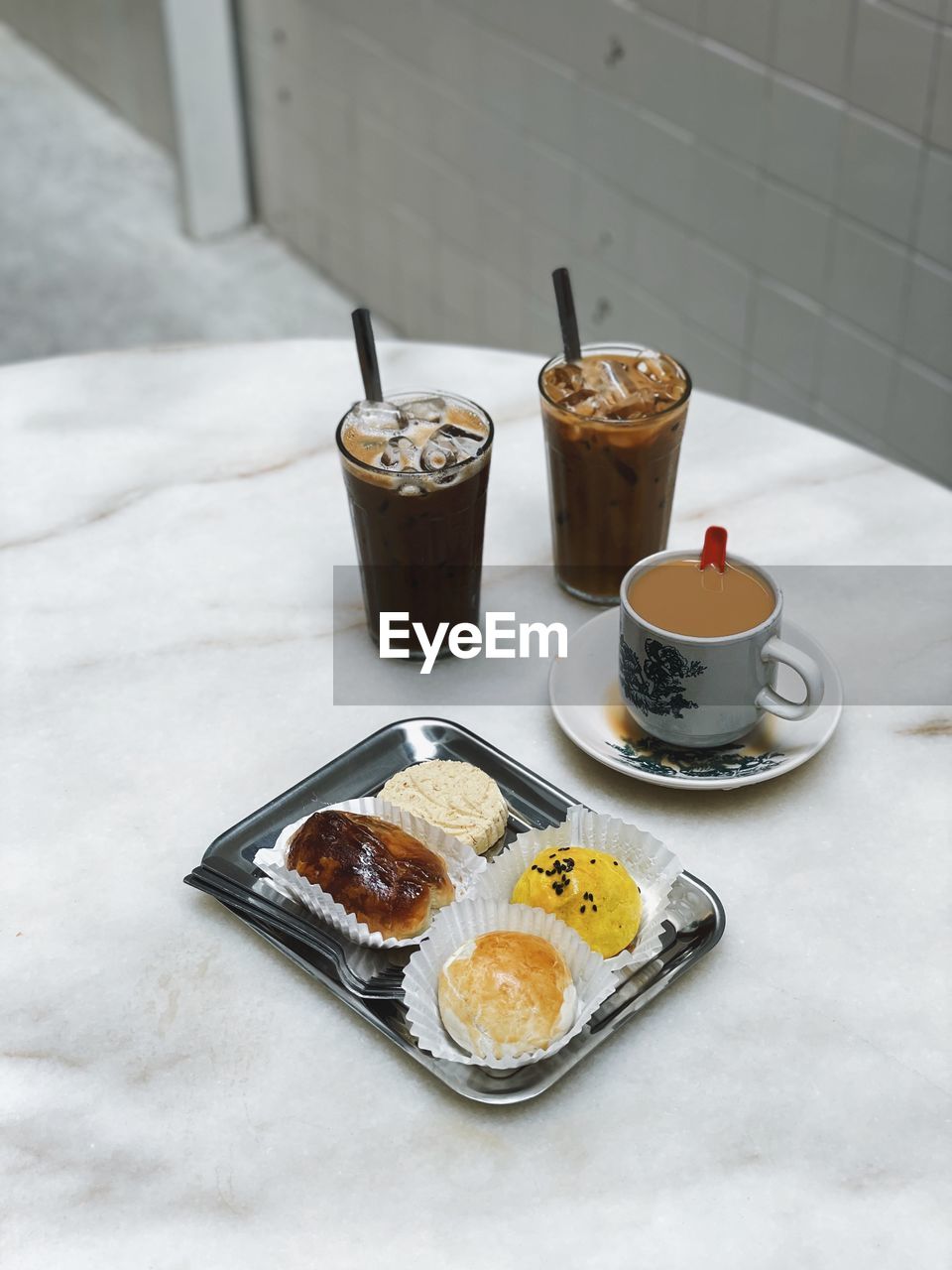 High angle view of food on table