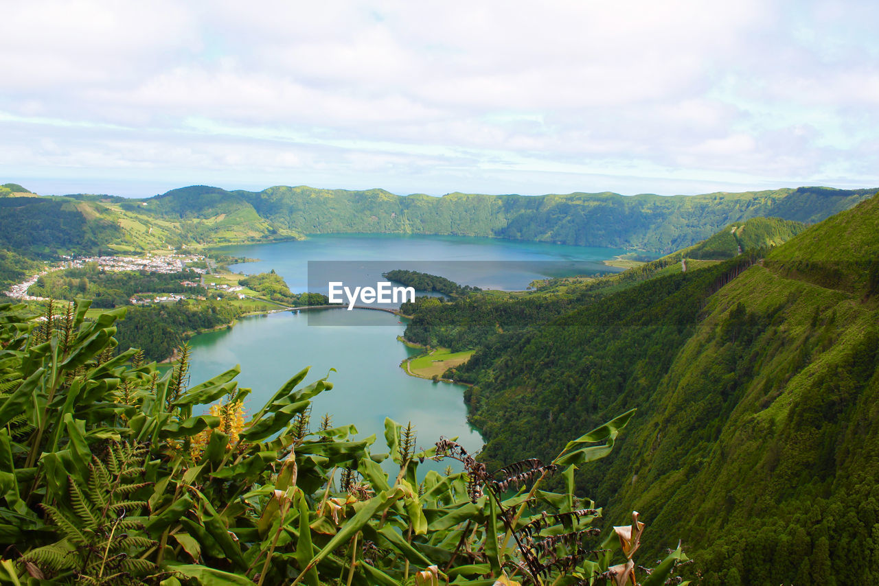 Scenic view of lake against sky