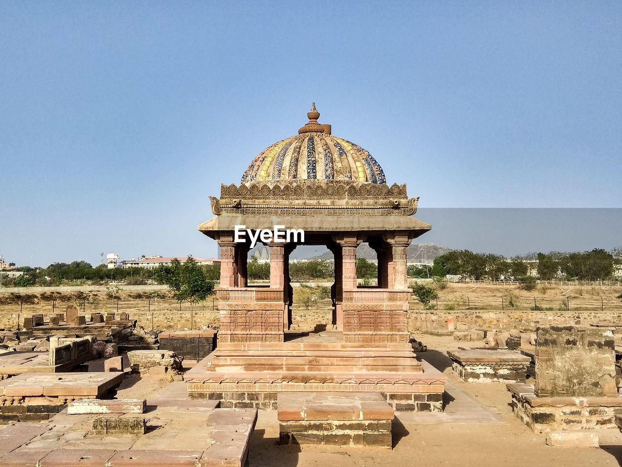 VIEW OF TEMPLE AGAINST CLEAR BLUE SKY