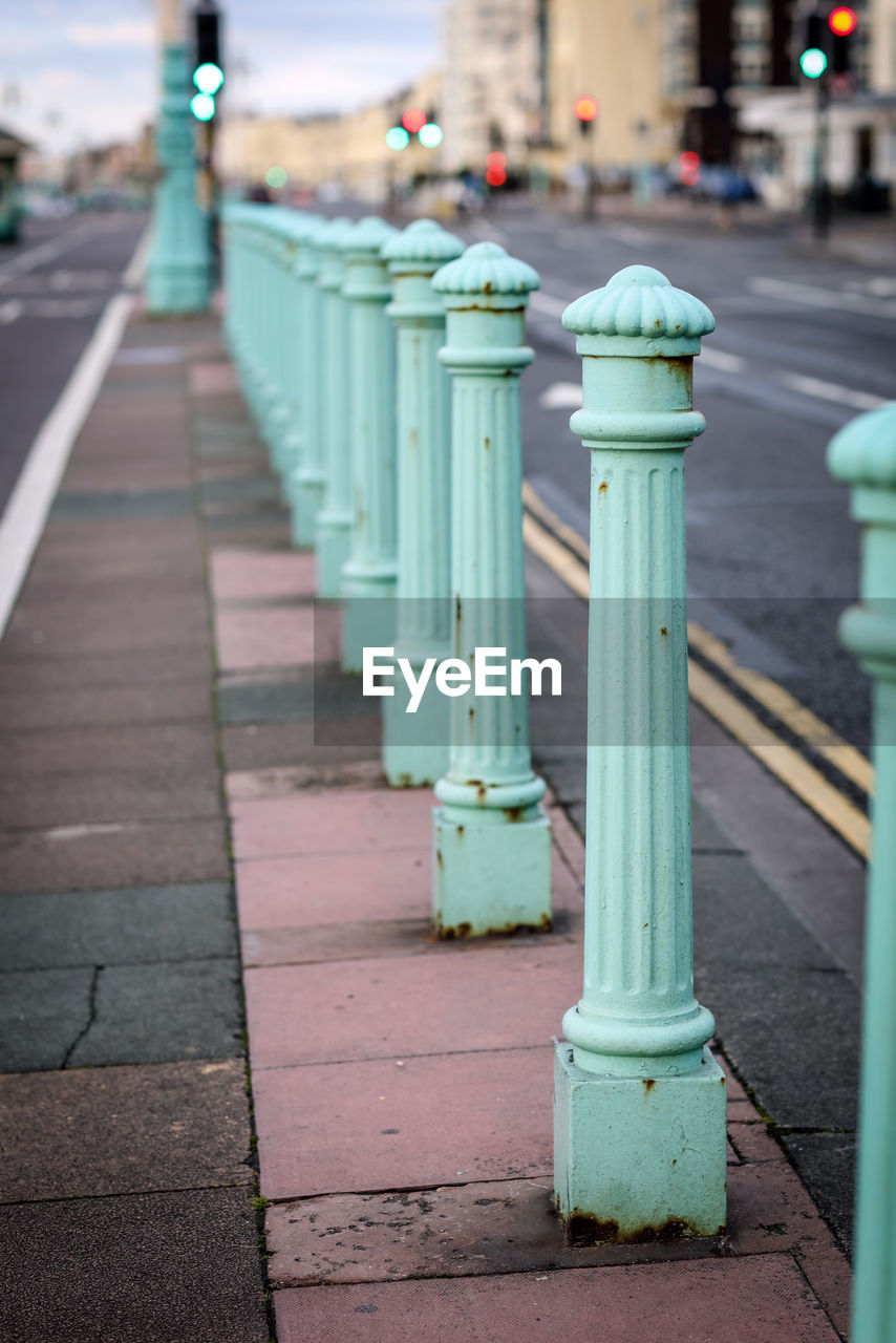 Bollards along road