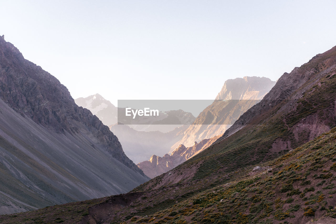Scenic view of mountains against clear sky