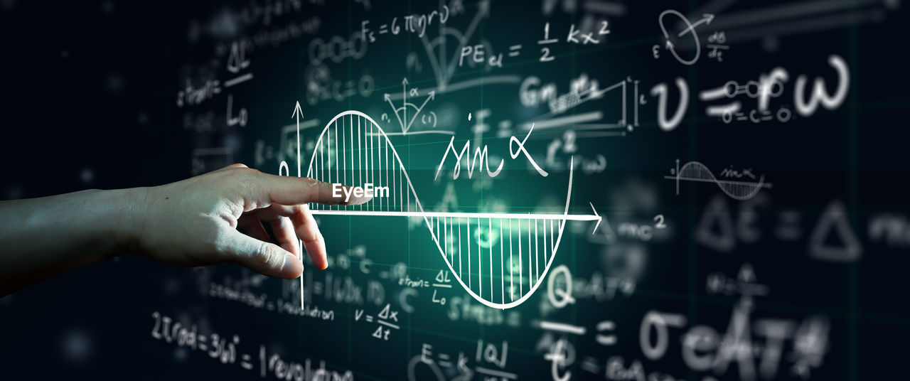 Scientific formulas, match equation, and calculations in physics abstract background.