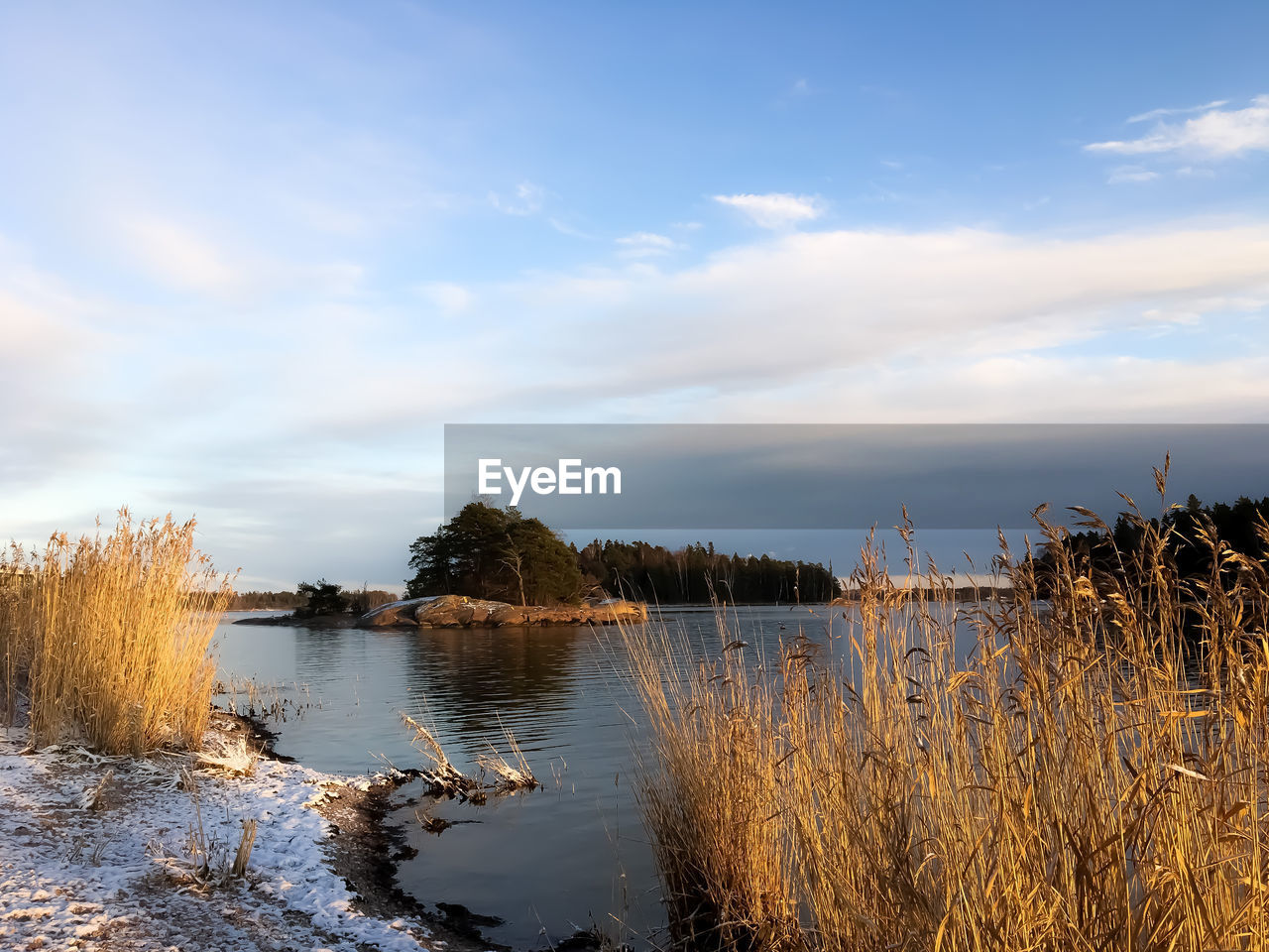 Scenic view of lake against sky