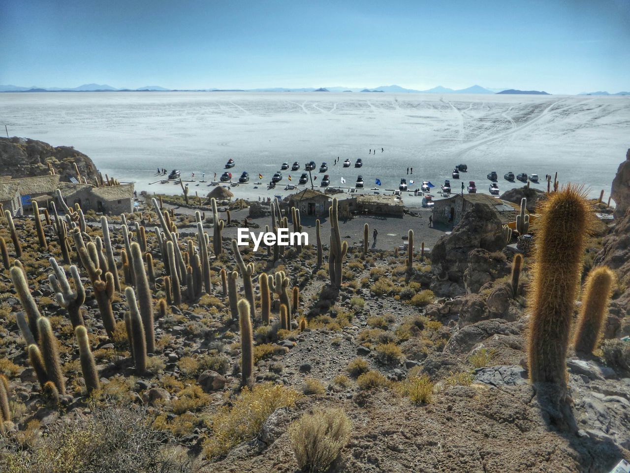 Scenic view of landscape against clear sky