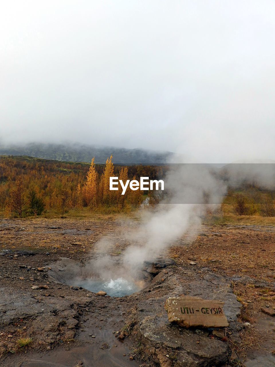 Steam emitting from hot spring