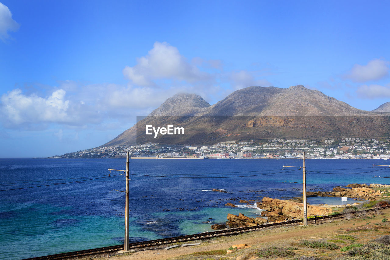 View across the bay to the south african seaside resort of simon's town, near cape town.