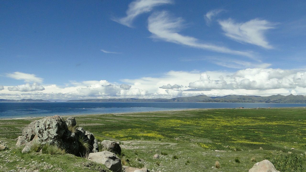 Scenic view of sea against cloudy sky